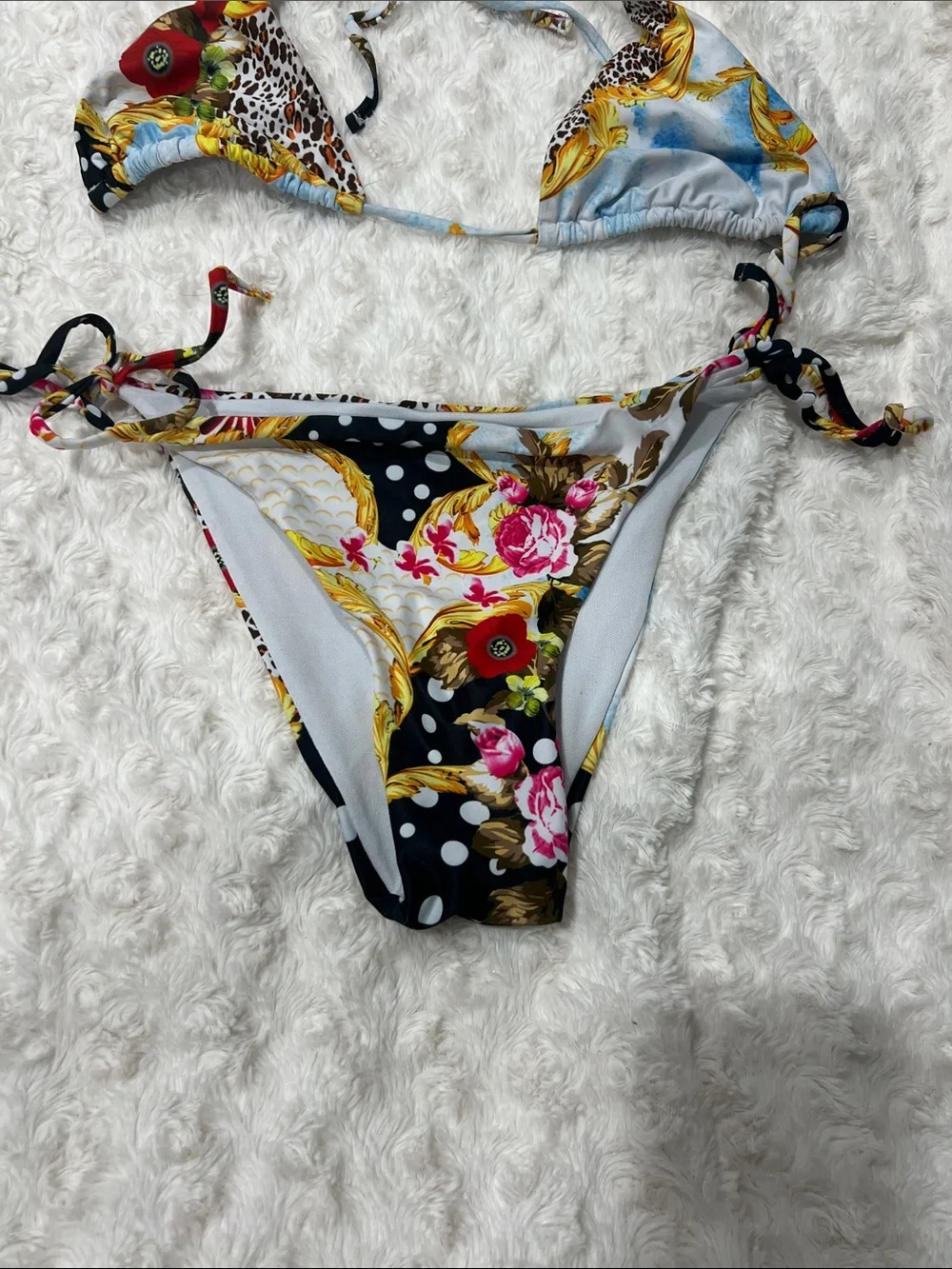 Floral Polka Tie-Side Bikini Set